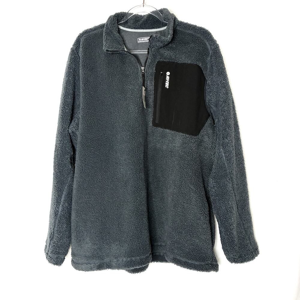 Hi-Tec Gray Sherpa 1/4 Zip Pullover Sweatshirt Polyester NWT Mens X-Large